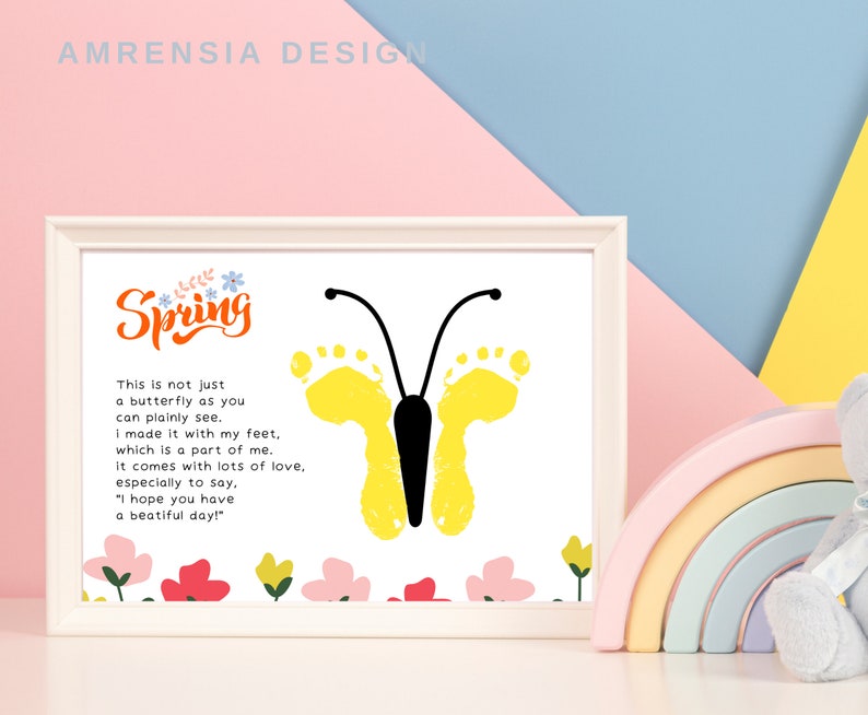 Hello Spring Poem Butterfly Footprint Handprint Art for Baby - Etsy