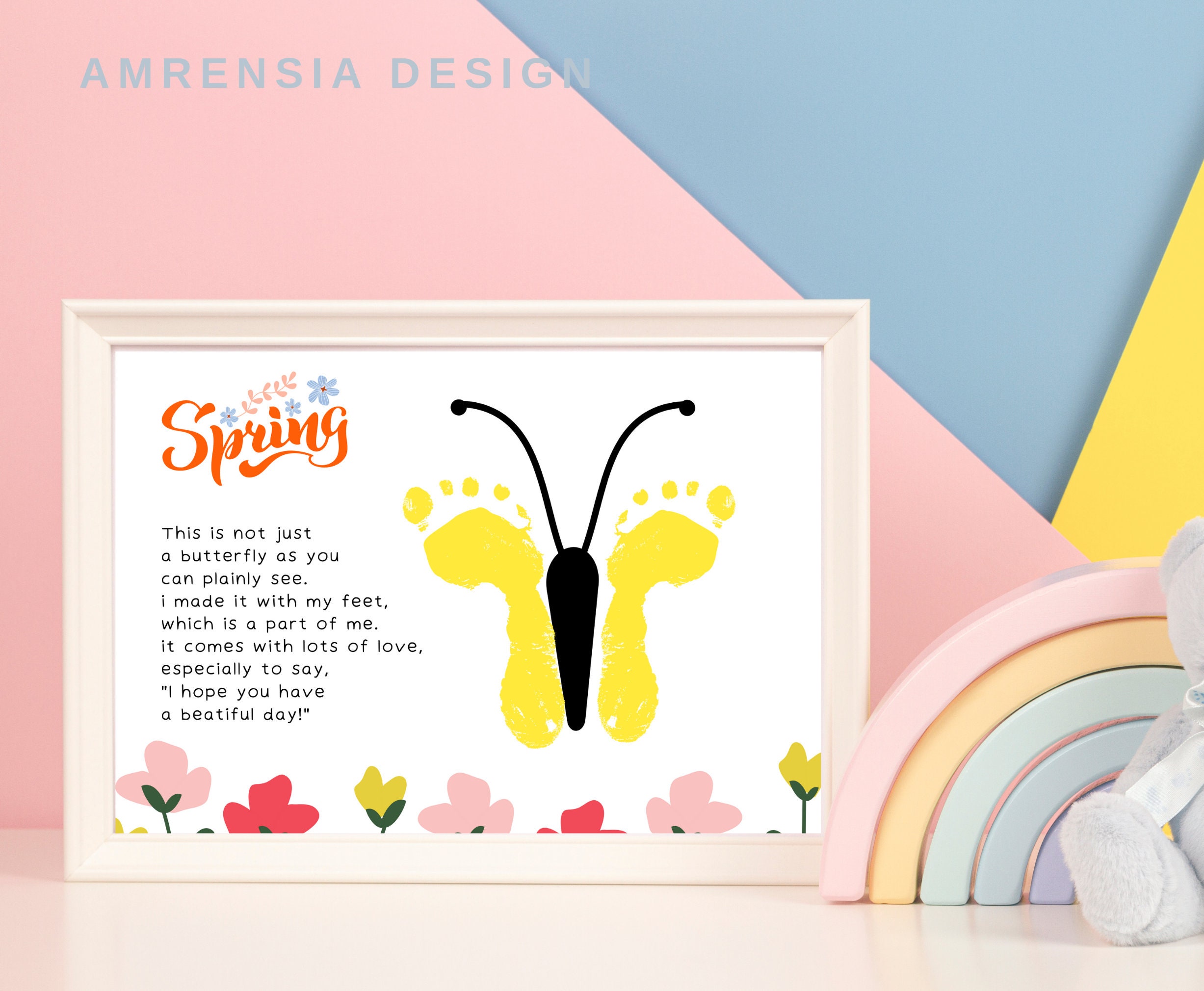 Hello Spring Poem Butterfly Footprint Handprint Art for Baby - Etsy