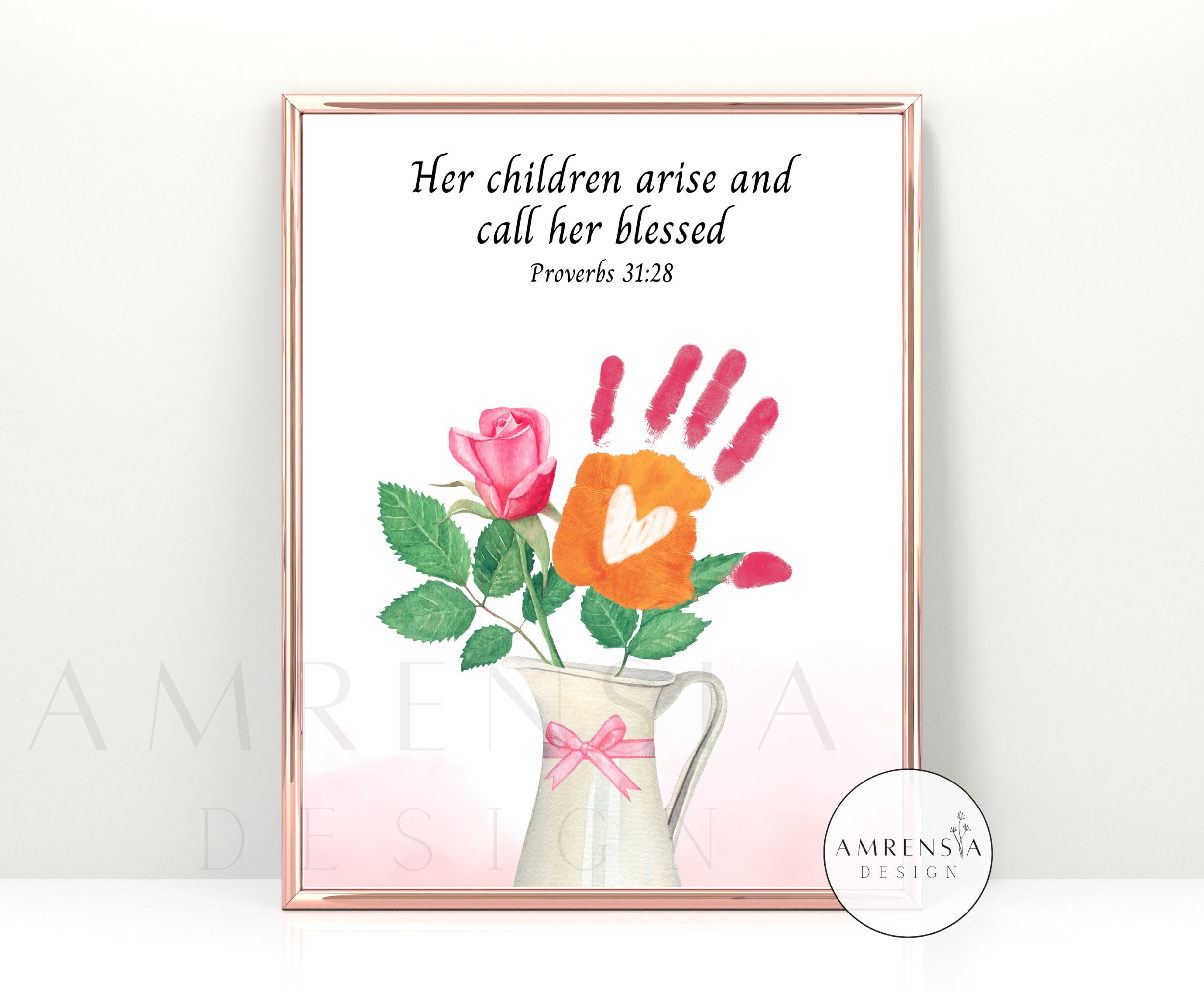 Her Children Arise and Call Her Blesssed Handprint Art, Flower