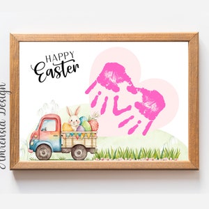 Happy Easter craft Handprint art template pour Baby kids toddler PreK Daycare, école du dimanche, artisanat souvenir, décor de Pâques