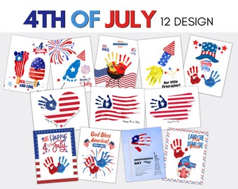 Bundle Easy Handprint Craft for Independence day Happy 4th of July, Handprint art for toddler preschoolers, DIY KID Craft