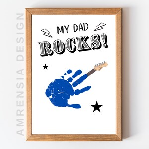 Regalo del Día del Padre, Regalo de cumpleaños para papá, Papá rock, Arte de impresión de mano, manualidades para niños de bricolaje, recuerdo de recuerdos