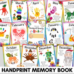 Handprint Memory Book Printable  for PreK, Preschool Kindergarten 1st Grade craft, Memory Book Handprint Art, keepsake craft