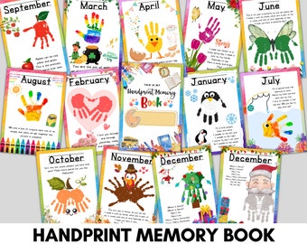 Handprint Memory Book Printable  for PreK, Preschool Kindergarten 1st Grade craft, Memory Book Handprint Art, keepsake craft