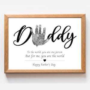 Father's Day Gift idea, gift for daddy, Baby Toddler preschool Handprint art, Memory keepsake, diy litttle kid craft, print art