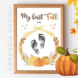 FALL Craft Printable  footprint art, My First Fall, easy craft for Baby , Memory keepsake