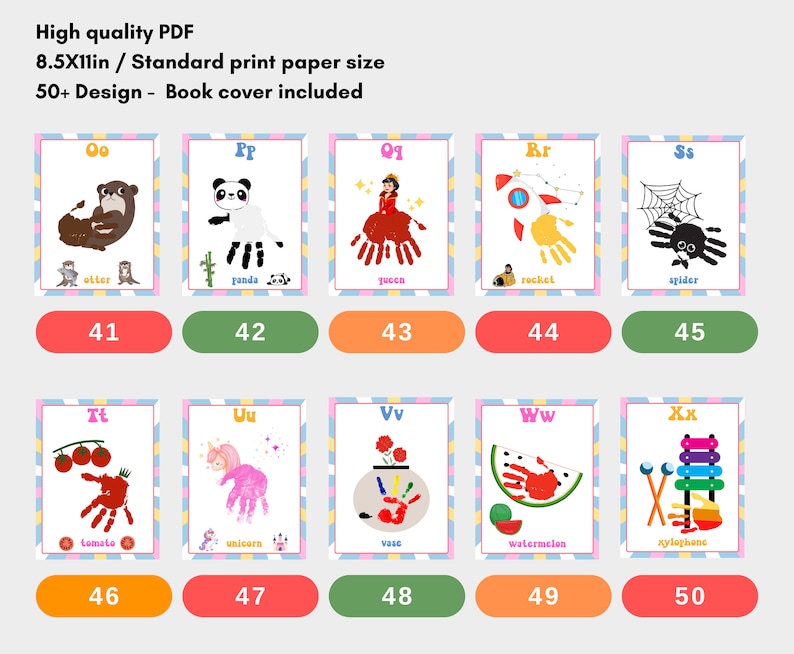My Handprint Alphabet Book, Alphabet Handprint Art, Baby Toddler Child ...