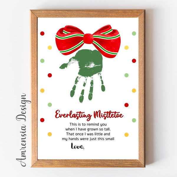 Everlasting Mistletoe Handprint art, Mistletoes handprint craft Printable  for PreK, Preschool Kindergarten keepsake craft