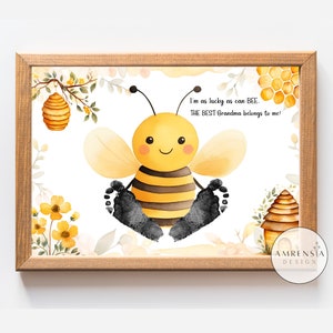 Impression d'art pour grand-mère, kit de création d'empreintes de pas, créations pour bébé et tout-petits, cadeau bricolage pour création de cartes, joyeuse fête des mères, imprimable