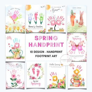 10 Design SPRING Handprint Footprint art, artigianato per bambini piccoli, regalo per, attività fai da te per bambini in età prescolare, artigianato stagionale fai da te