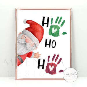 Art de l'empreinte de main, modèle imprimable du père Noël pour la maternelle, la maternelle, la décoration de la maison de Noël, l'artisanat souvenir