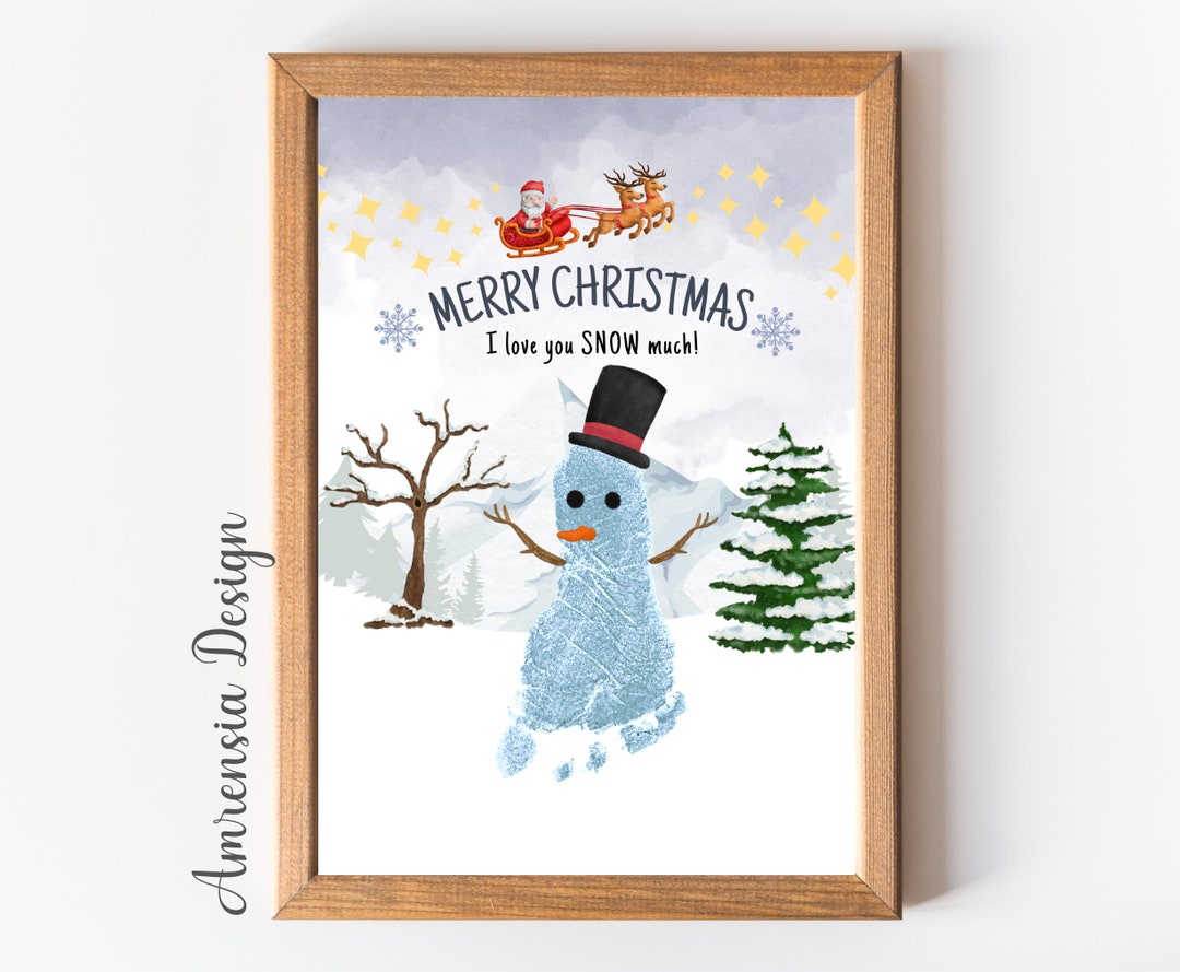 Christmas Footprint Art Snowman Footprint Art Winter Craft - Etsy