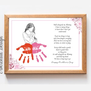 Mom Handprint kunstgedicht, Moederdag cadeau, Baby Peuter Kids craft, Cadeau voor moeder, Happy Mother's day, kleuter DIY activiteit