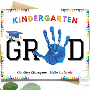 Kindergarten grad Sign, Graduation Handprint art craft, Graduation Certificate,Handprint Kit, DIY Kid Craft, Memory keepsake