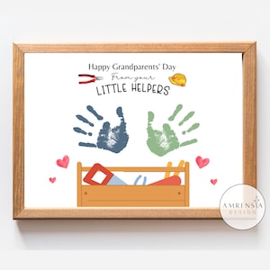 Recuerdo de la huella de la mano del día de los abuelos, feliz día de los abuelos, regalo del abuelo de la abuela, actividades artesanales personalizadas para bebés y niños pequeños de bricolaje