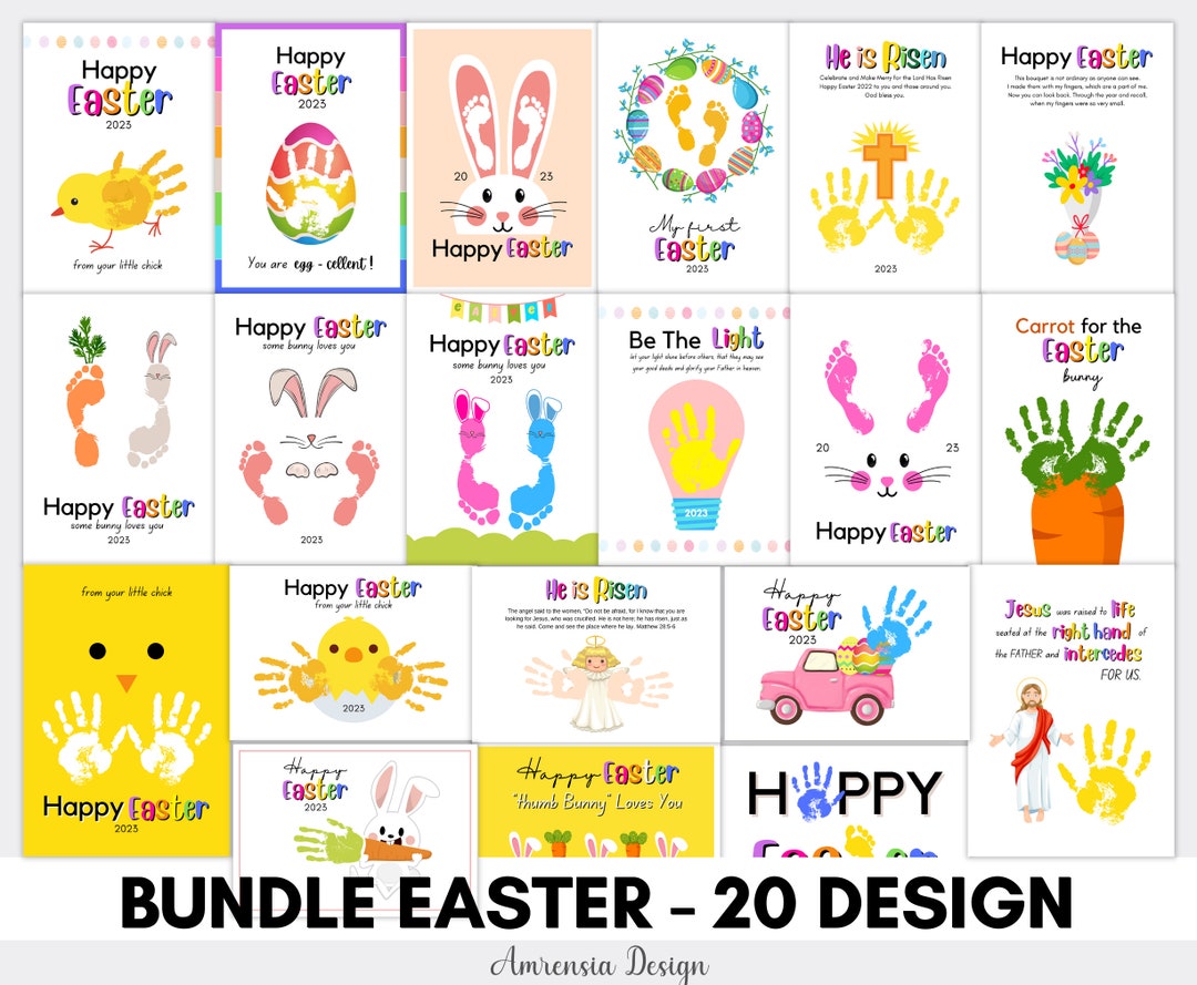 20 Design BUNDLE Easter Craft Handprint Footprintart Template