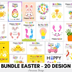 20 Design BUNDLE Ostern Handwerk Handabdruck Fußabdruck Vorlage für Prek, Vorschule Kindergarten Kindertagesstätte, Andenken Handwerk