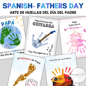 Arte de la huellas de la manos del día del padre, empreinte de la main de la fête des pères espagnole souvenir pour papa, activités artisanales de la fête des pères