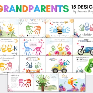 15 Design Grandparents Day Handprint Footprint Keepsake, Grandma grandpa gift, DIY Personalized baby toddler preschool Craft Activities