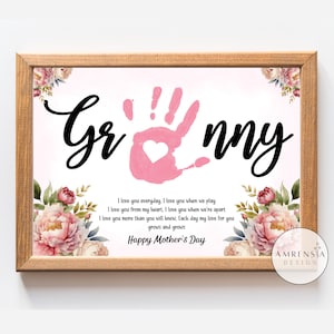 Arte de impressão manual para presente da vovó, feliz dia das mães, kit de artesanato com pegada, artesanato infantil para bebês, presente diy para artesanato com cartão