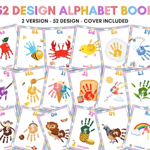 My Handprint Alphabet Book, Alphabet Handprint Art,  Baby Toddler Child, Classroom Nursery Activity, Handprint Keepsake Printable