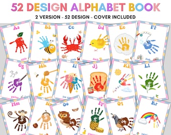 My Handprint Alphabet Book, Alphabet Handprint Art,  Baby Toddler Child, Classroom Nursery Activity, Handprint Keepsake Printable