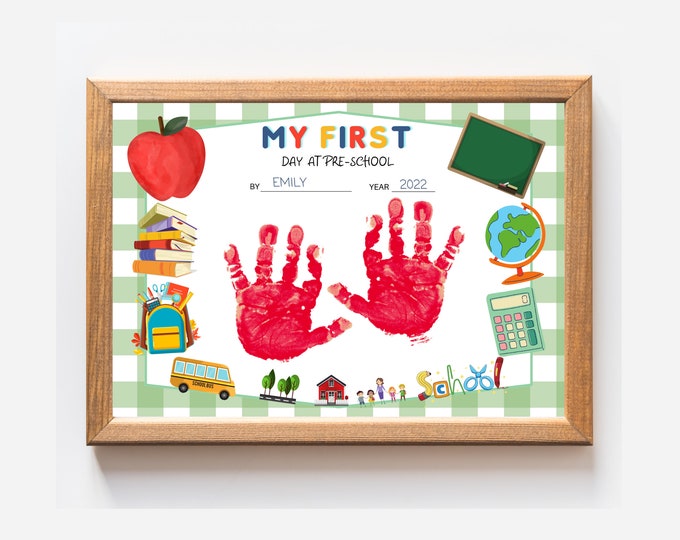 2 Versions My First Day of Preschool Handprint Art My First - Etsy
