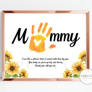 Presente perfeito para mamãe, mamãe, no dia das mães, aniversário, poema de girassol, impressão manual, artesanato, faça você mesmo, crianças, bebê, criança, cartão de lembrança floral