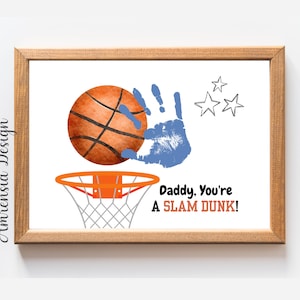 Papa du bist ein Slam dunk, Vatertag Handabdruck Andenken für Vatertag, DIY personalisierte Andenken Karte Geschenk Papa, Kleinkind Handwerk