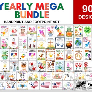 90 Design YEARLY BUNDLE for all seasons and holidays handprint footprint art toddler preschool baby Kindergarten Daycare keepsake craft