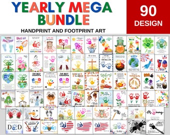 Puede incluir: Una colección de 90 diseños de arte de huellas de manos y pies imprimibles para diversas fiestas y ocasiones. Los diseños presentan una variedad de temas, que incluyen Navidad, Acción de Gracias, Pascua y el Día del Padre. Los diseños son perfectos para crear recuerdos personalizados para familiares y amigos.