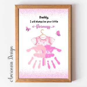 Papa's kleine prinses, vaders dag handafdruk aandenken voor papa, DIY gepersonaliseerde aandenken kaart cadeau vader, peuter ambachtelijke activiteiten