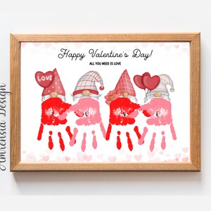 Wichtel Valentinstag Handdruck Kunst, Liebe Druckvorlage für PreK, Kindergarten Kindergarten Kita, Valentinstag Andenken Basteln