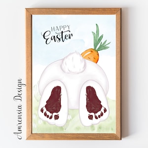 Osterhase Butt Möhre Ostern Basteln Fußabdruck Kunst vorlage für Baby Kinder Kindergarten Kindergarten, Andenken Basteln, Osterdekoration