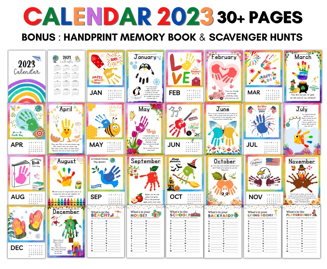 CALENDAR 2023 Handprint Art Handprint Memory Book A z Etsy UK
