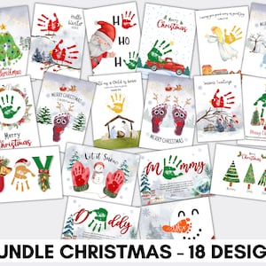 18 Designs BUNDLE artisanat de Noël empreinte de main empreinte de doigt modèle d'art imprimable pour l'école maternelle, la garderie de la maternelle à l'école maternelle, l'artisanat souvenir