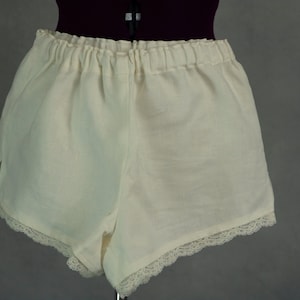 Organic Linen Pyjama Shorts in Oyster colour Size 8-10