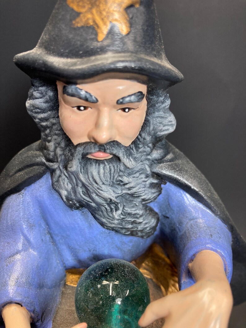 Wizard Standing With Crystal Ball Hand Painted Ceramic - Etsy