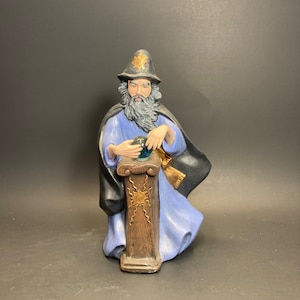 Wizard Standing with Crystal Ball Hand Painted Ceramic Figurine Statue