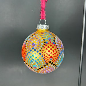 Schönes, Einzigartiges, Spaß, One of A Kind Lila, Blau und Rot mit Glitter Accent 4x4 Wrap rund oben Drop Mandala handbemalte Goldverzierung