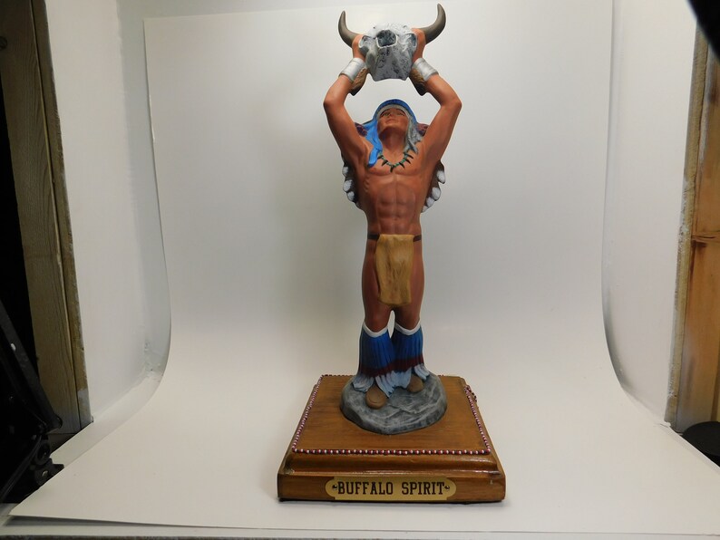 Native American Buffalo Spirit Hand Made and Painted Ceramic Figurine