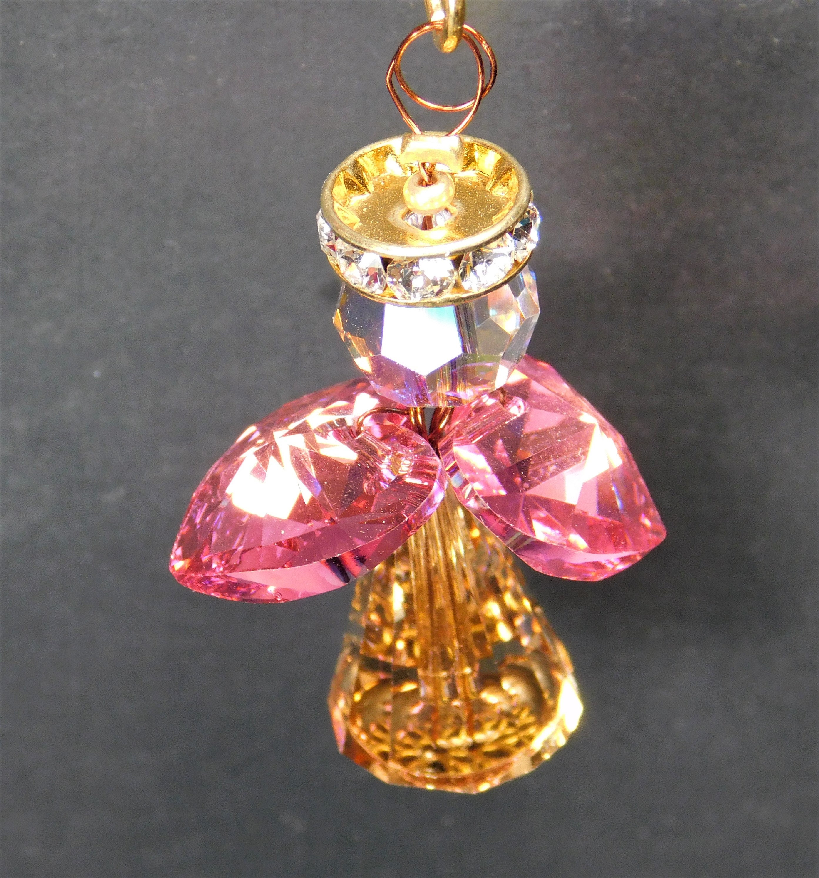 サンキャッチャー♡ハンドメイド「Swarovski✧︎ゴールデンシャドウハート」 スワロフスキークリスタル ゴールデンシャドウ＆ローズ ABハート