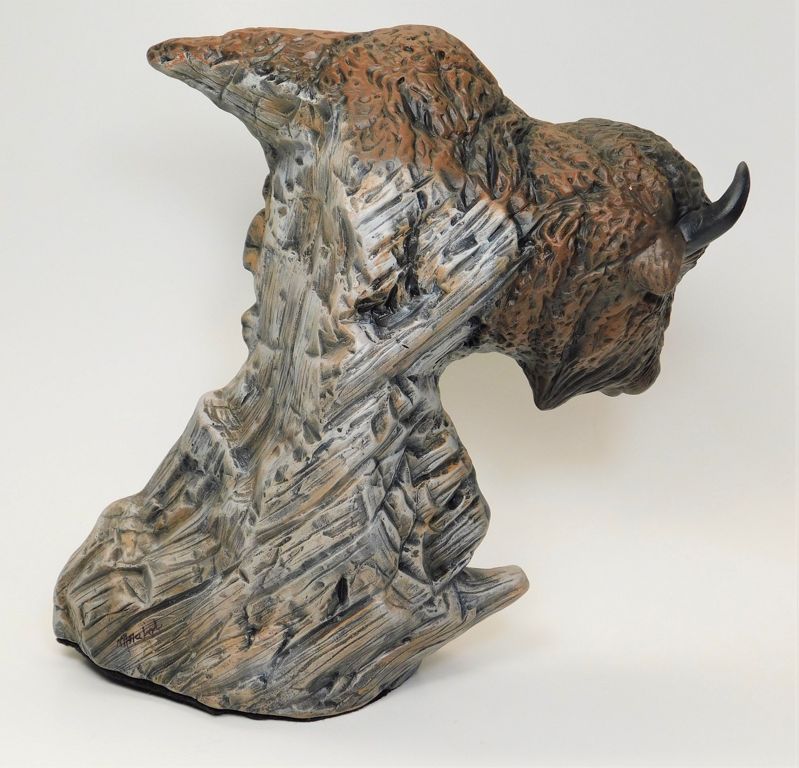 Buffalo Driftwood Hand Painted Ceramic Piece Etsy