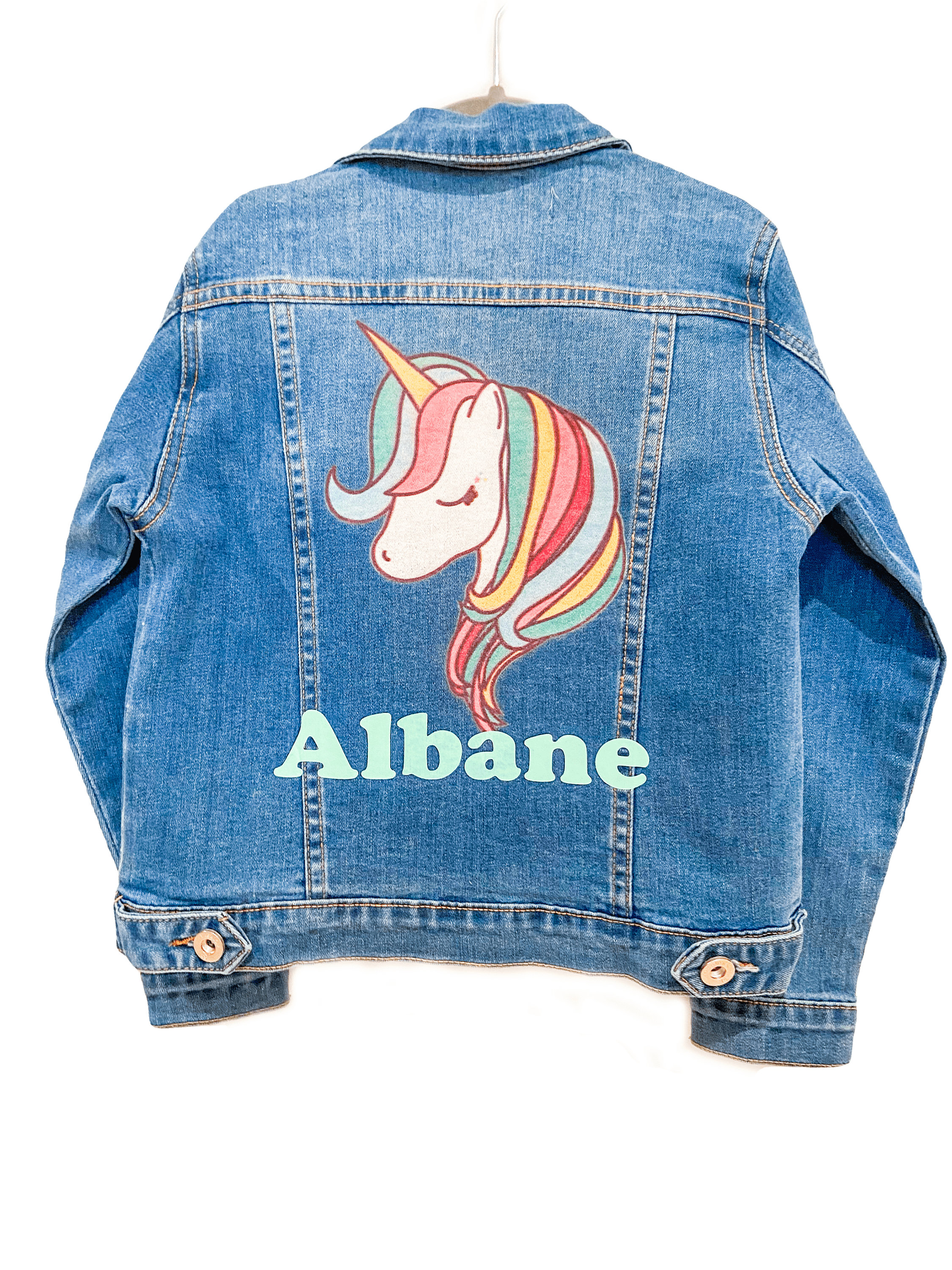 Customizable unicorn denim jacket Etsy