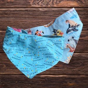 Bandana réversible pour chien It's My Barkday pour garçons - Bandana d'anniversaire avec fêtards et imprimés amusants - Accessoires pour animaux de compagnie