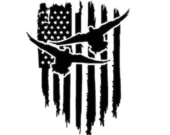 American Flag | Duck | Bird | Hunting | Hunter | Custom Precision Die Cut Vinyl Decal | Sticker