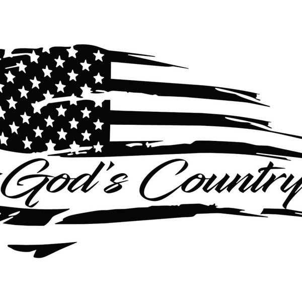 God's Country | American Flag | Custom Precision Die Cut Vinyl Decal | Sticker