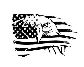American Flag | Bald Eagle | Custom Precision Die Cut Vinyl Decal | Sticker