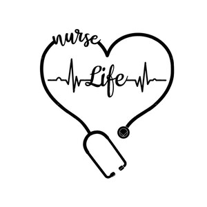 Nurse Life | Stethoscope | Heart | Love | Heartbeat | Custom Precision Die Cut Vinyl Decal | Sticker