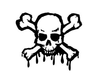 Skull And Crossbones | Drip | Custom Precision Die Cut Vinyl Decal | Sticker
